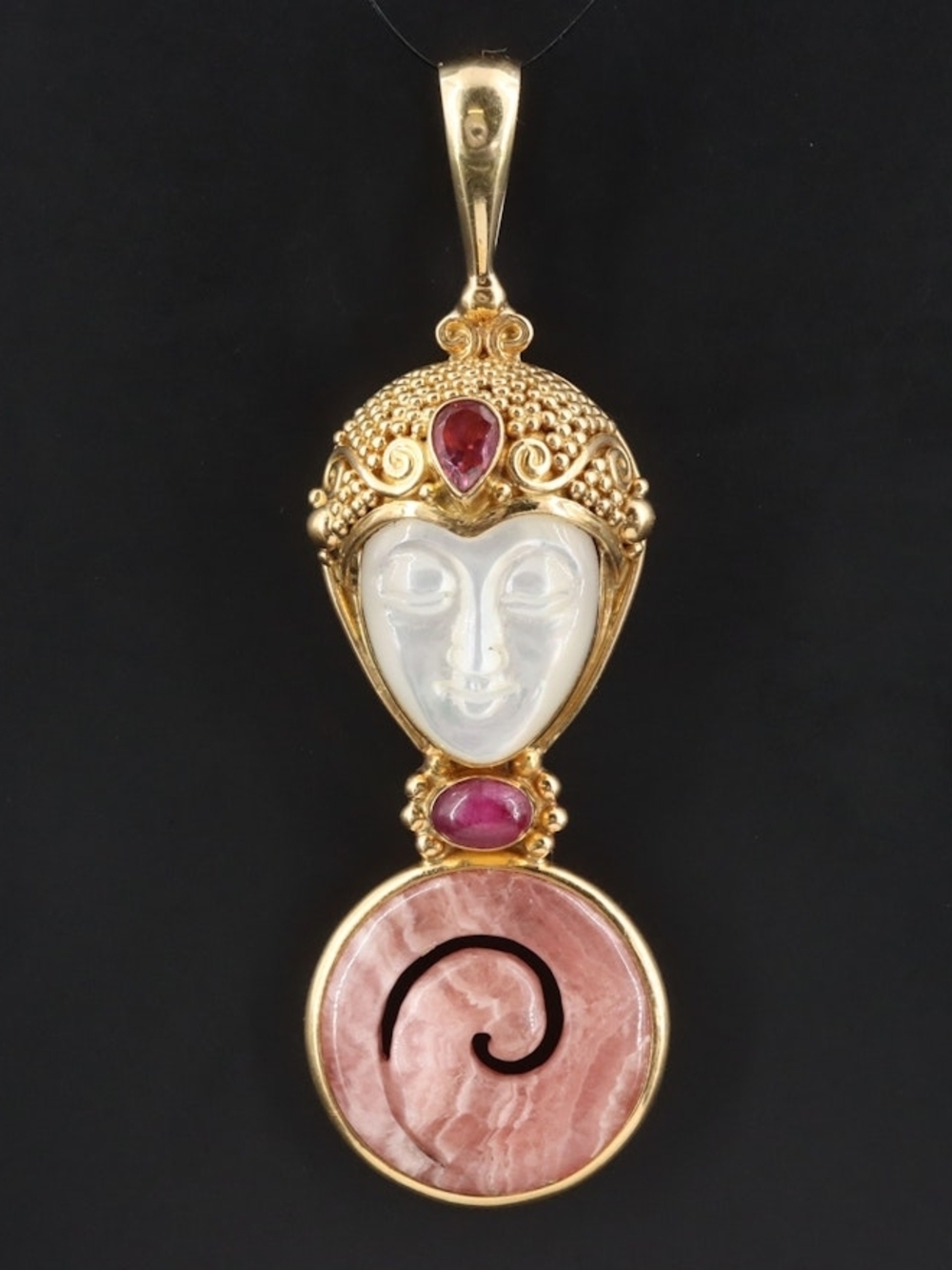 Sajen 18K Mother-of-Pearl, Rhodochrosite and Gemstone Pendant